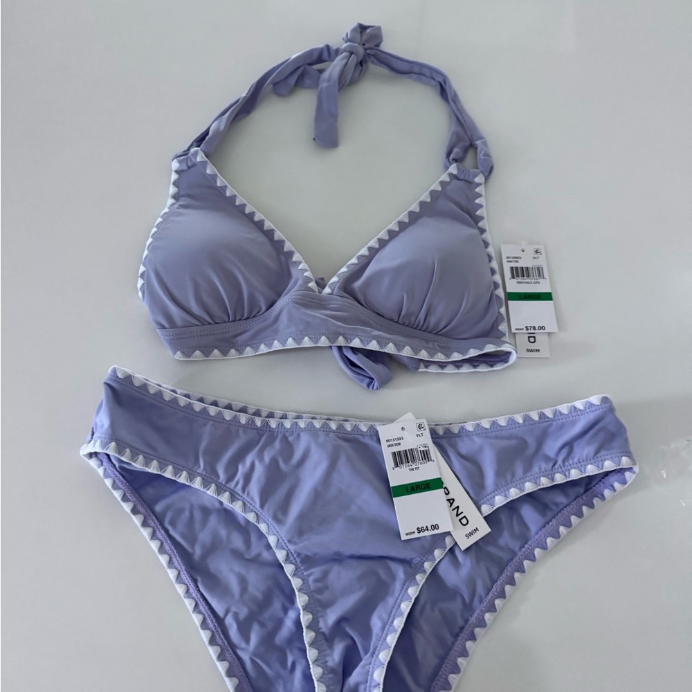 Lucky Brand Set - Shell Stitch Halter Swim Top & matching Hipster Bottoms $142 🔥
